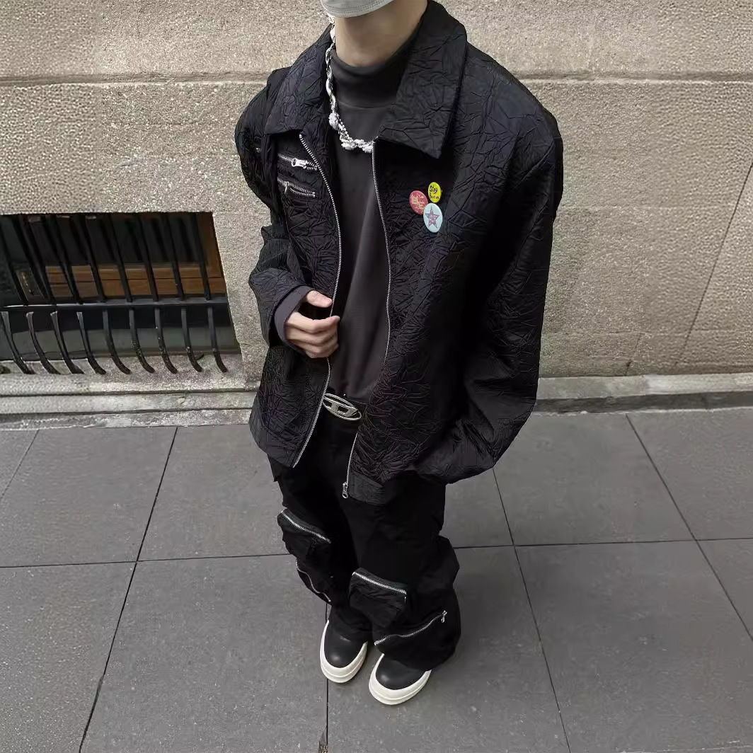 New retro design with pleats and built-in brooch lapel jacket for spring and autumn men's and women's fashion brands_voghion.com