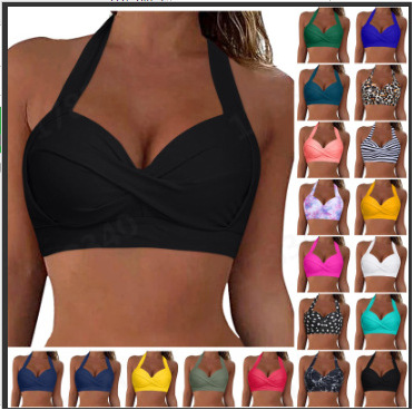 Cross-border 2024 European and American New Swimwear Women's Bikini Explosions Fashion Sexy Neck Split Top Amazon