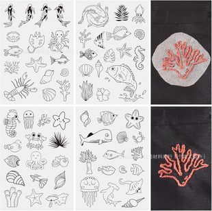 2025 New A4 Printable Marine Life Hand Embroider Self-Adhesive Paper Adhesive Embroider Water-Soluble