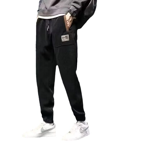 2024 men's padded casual pants for men, autumn and winter men's padded and thick loose new casual pants trendy