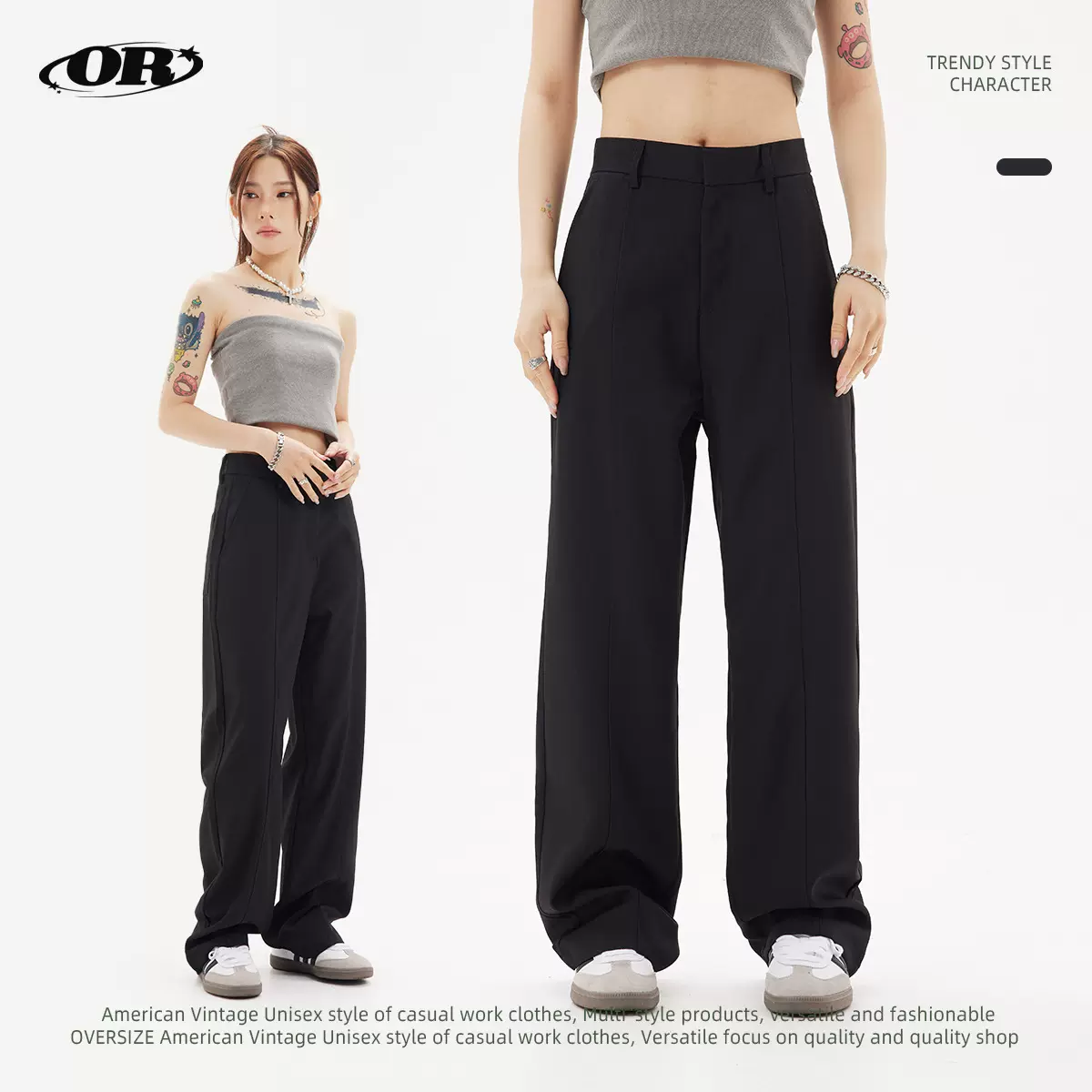 OREETA丨美式直筒休闲西裤复古宽松显瘦潮牌西裤vibe垂感休闲裤男