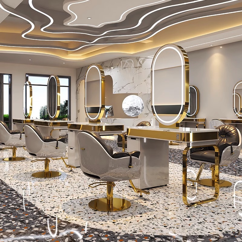 Espejo de barbería en línea, espejo de cabello único, espejo de salón de cabello especial, espejo de piso de doble cara, fábrica de moda