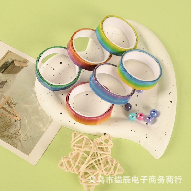 1 위안 무지개 그라디언트 스티커 공 테이프 끈적 끈적한 공 초등학생 DIY 수제 장난감 매점 핫 뉴
