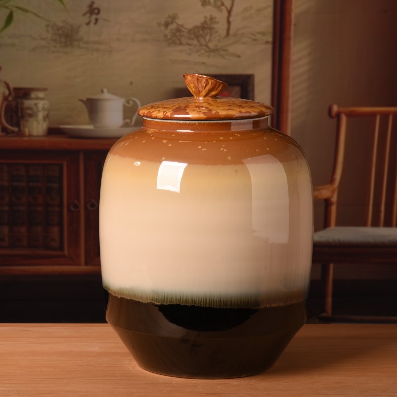 景德镇陶瓷酒坛窑变颜色釉高温环保密封酿酒坛密封罐20斤30斤装