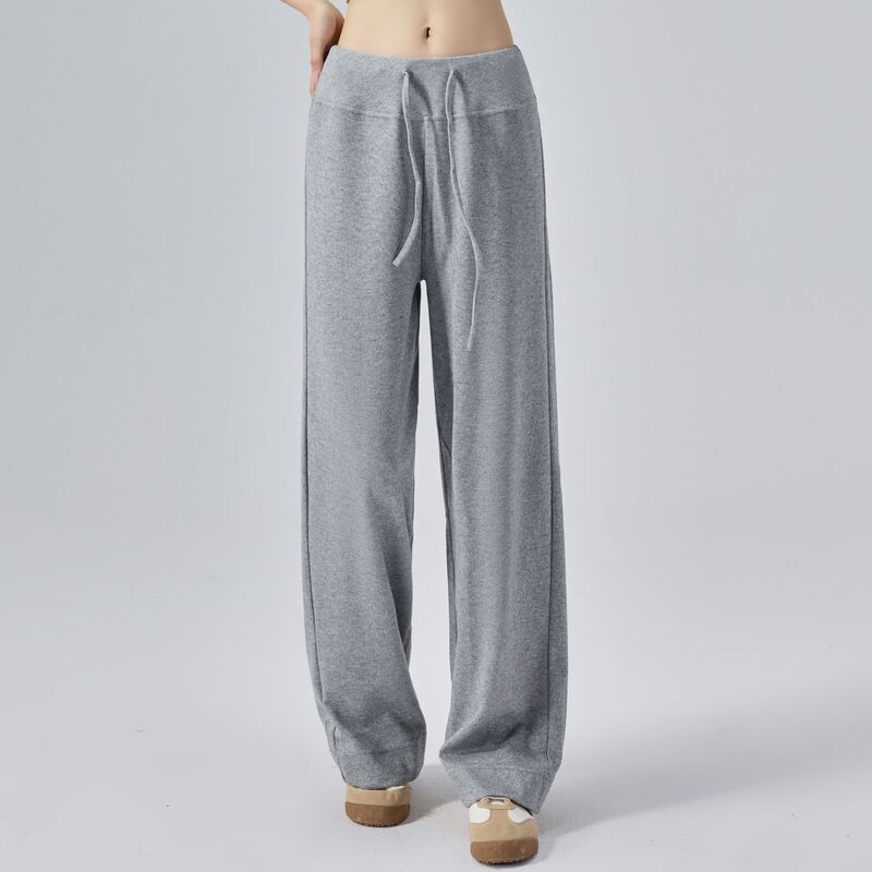 European and American Style Lazy and Relaxed Sports Fitness Yoga Wide-Leg Pants Loose Straight Long Pants Wide-Waist Casual Pants High-Waist Women