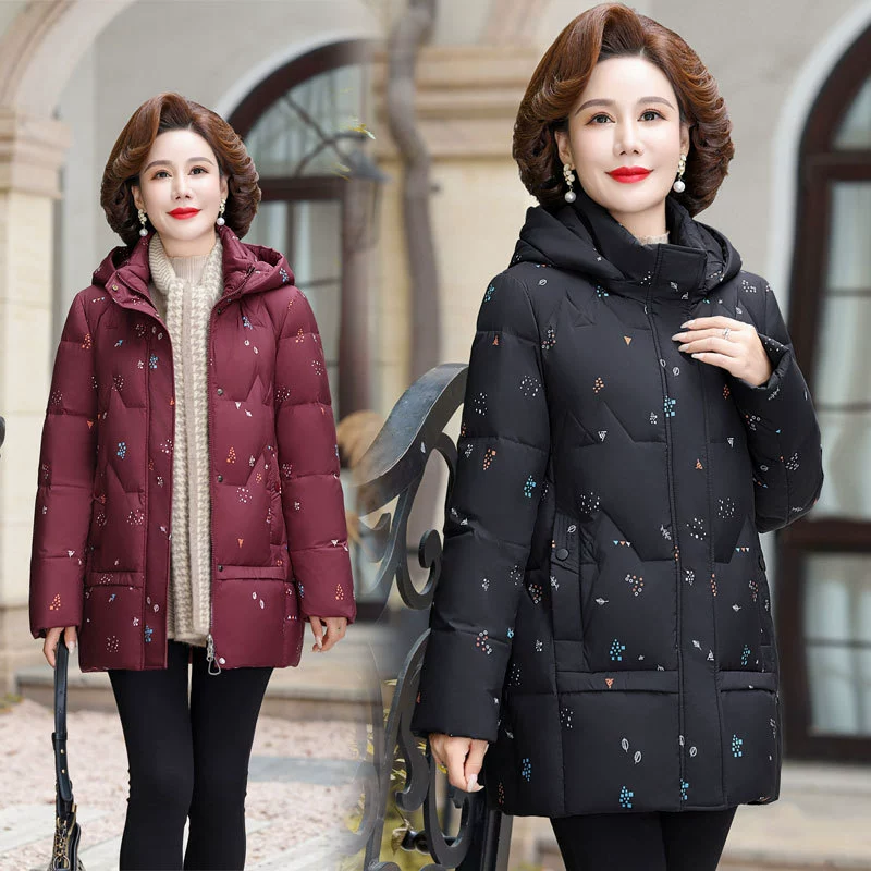 Пуховик для матери, зимнее пальто 2023, новинка для женщин среднего возраста, осенне-зимняя утепленная куртка с хлопковой подкладкой, зимняя одежда с хлопковой подкладкой для женщин среднего и пожилого возраста