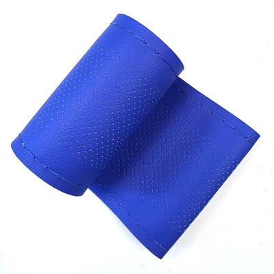 Steering wheel cover — Dropshipping Leather Car Handle Cover - blue-medium-hole-blue-line-38cm