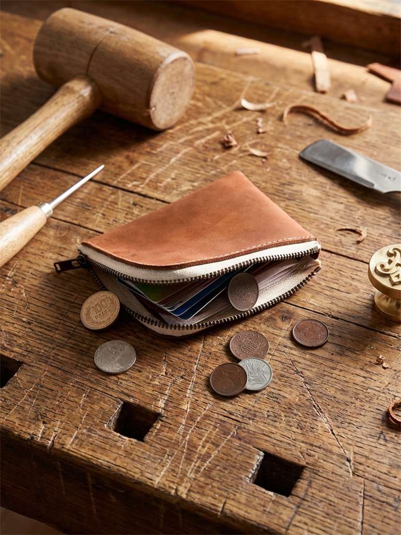 Retro leather small ultra thin wallet