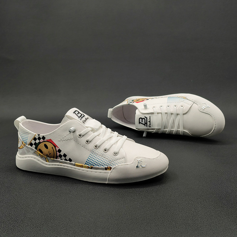 Men's First-Layer Cowhide Sneakers, Men's European Station Men's Shoes, Casual Shoes, Versatile Men's Genuine Leather High-End Lazy Shoes for Men