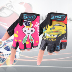 Children's cartoon half-finger gloves for spring and summer outdoor cycling, mountain wheel sliding, sports, sunshade, thin sun protection gloves