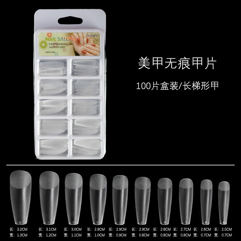 Uñas postizas esmeriladas de 100 unidades - Caja de ampollas, sin costuras, sin necesidad de pulir