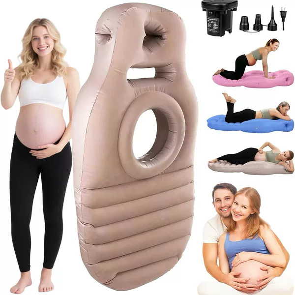 Cross-Border Household Maternity Mattress, Indoor Eco-Friendly Thickened Pvc Flocked Concave Breathable Inflatable Sleeping Pad for Pregnant Women