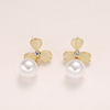 Silver needle, universal design earrings from pearl, silver 925 sample, 2023 collection, cat's eye, flowered, trend of season