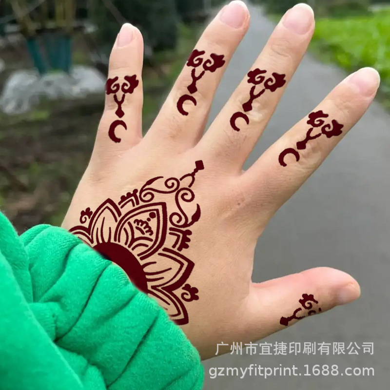 Cross-Border New Lace Painted Stickers Temporary Tattoo Stickers Spray-Painted Henna Cut Out Children's Tattoo Templates