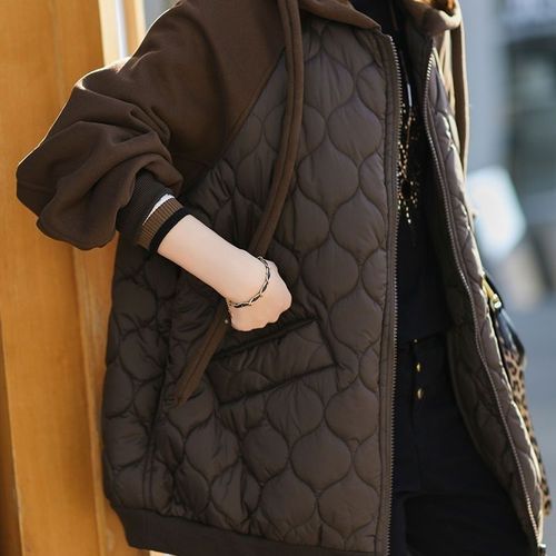 European station large size new hooded down cotton jacket thick jacket cotton jacket fashionable large size loose fashionable women's clothing