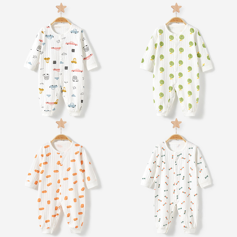 Bebé mono primavera y otoño verano bebé algodón manga larga traje aire acondicionado mameluco hombres y mujeres ropa delgada recién nacido