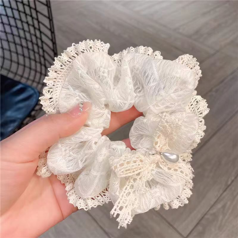 可爱红色小樱桃蕾丝大肠发圈女高级感百搭头饰扎头发大号春夏发绳|undefined