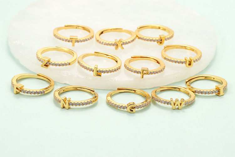 One Size Ring Size Unisex Fashion Letter Copper Zircon Rings Plating Inlaid Zircon