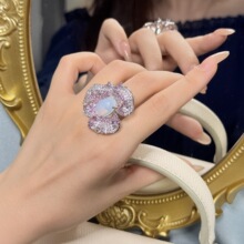 2025新款精致满锆花朵戒指高级感高档优雅百搭时尚轻奢花瓣指戒