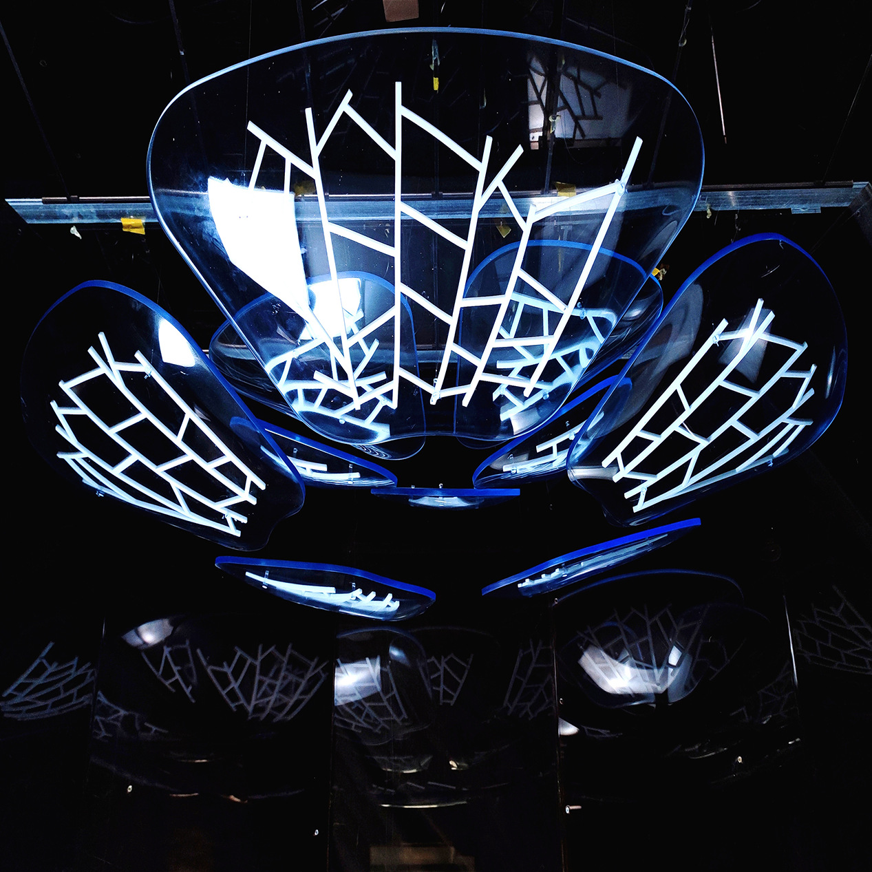 蓝色透明亚克力反声罩模型大型有机玻璃展馆装饰摆件