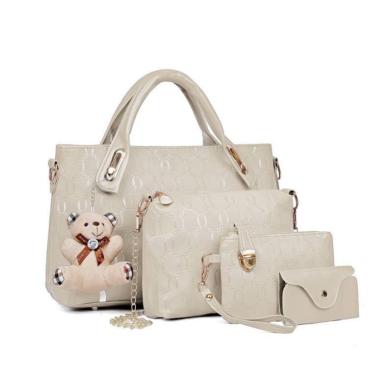 Bolsos populares para mujer 2025 nueva moda casual conjunto de cuatro piezas con diseño de oso, bolso para suegra, bolso de hombro, bandolera, bolso de mano para mujer, venta al por mayor