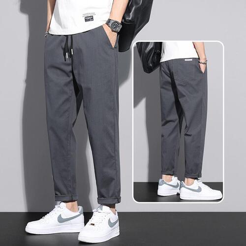 Casual pants men's autumn fashion brand loose straight quarter pants 2025 new spring and autumn gray cool sports pants