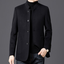 品牌高级感双面呢大衣时尚立领羊毛派克服男装中老年羊毛呢子外套