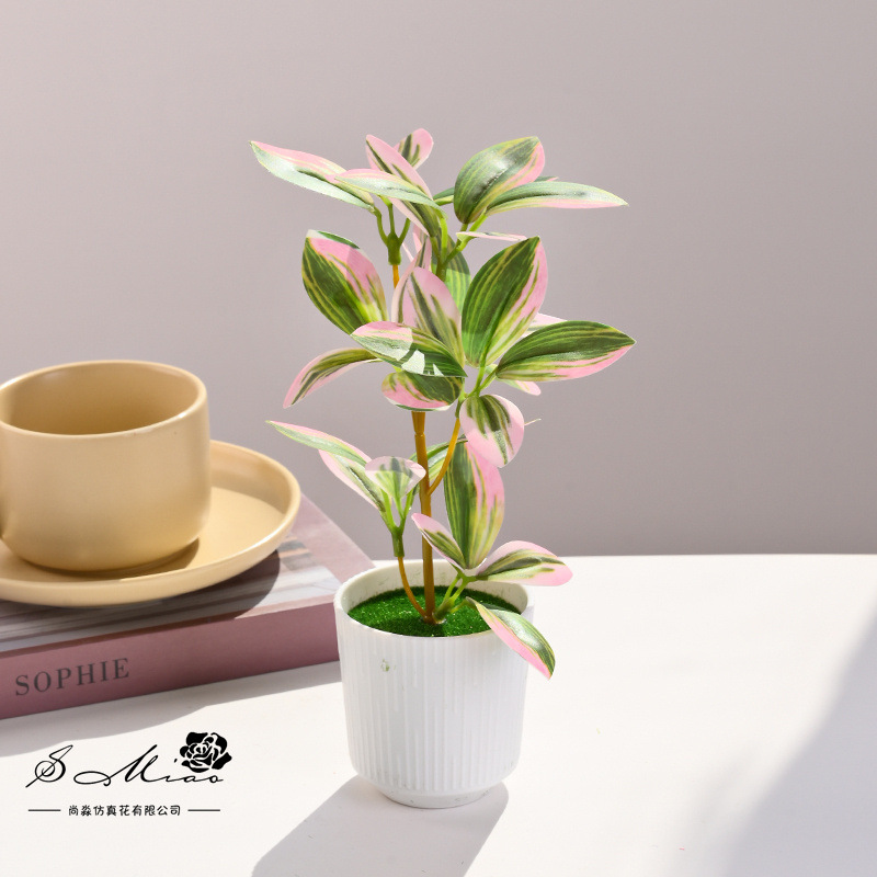 Simulación de plantas verdes, pequeñas plantas en macetas, flores artificiales, flores creativas, decoración de estudio fotográfico para el hogar, plantas verdes artificiales, bonsai de simulación image 4