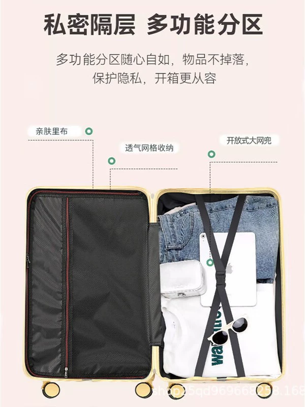 Capacious men's suitcase for students, 26 inch, aluminum box