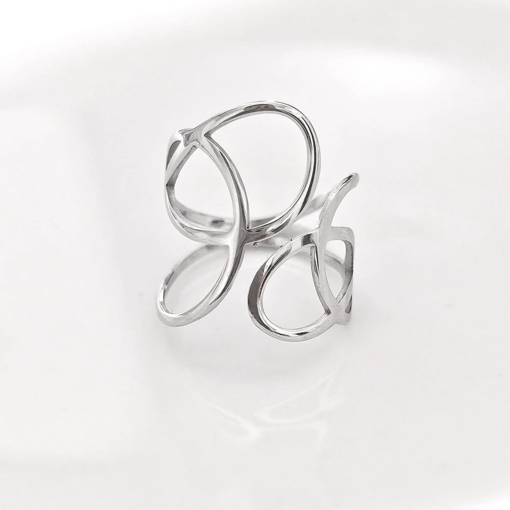 Трансграничные французские ретро линии титановые стальные кольца нерегулярные геометрические из нержавеющей стали открытые кольца женские холодные ветры оптом