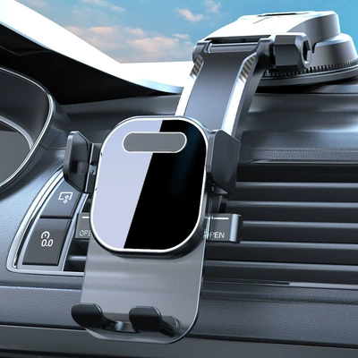 Car phone holder suction cup navigation phone - black-glossy-surface-waterfall-style-base