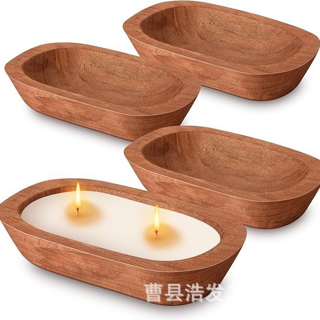 木质蜡烛碗桌面装饰水果零食糖果盘面团碗圣诞节装饰香薰蜡烛碗