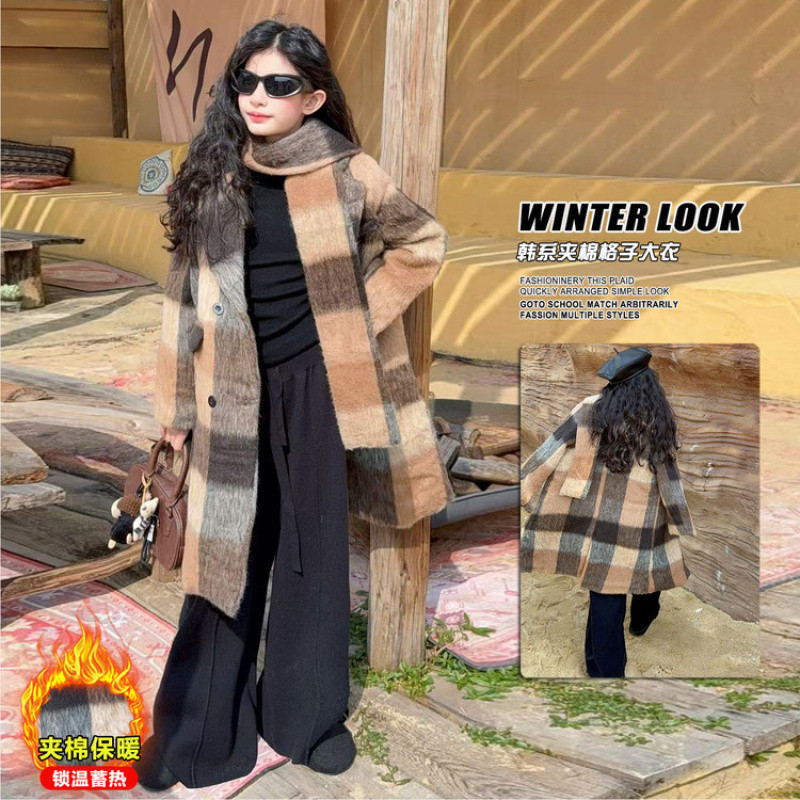 Zhili children's clothing, girls' 2025 winter sweet style woolen coat, high-end children's clothing, niche woolen fabric.