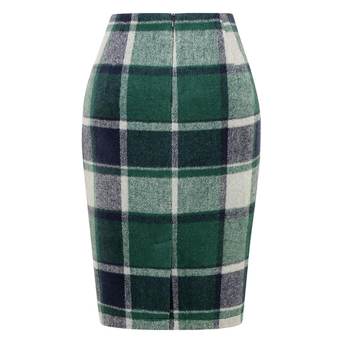 Women's clothing autumn and winter women's pencil plaid skirt, high-waist tight bag, hip and knee middle long dress