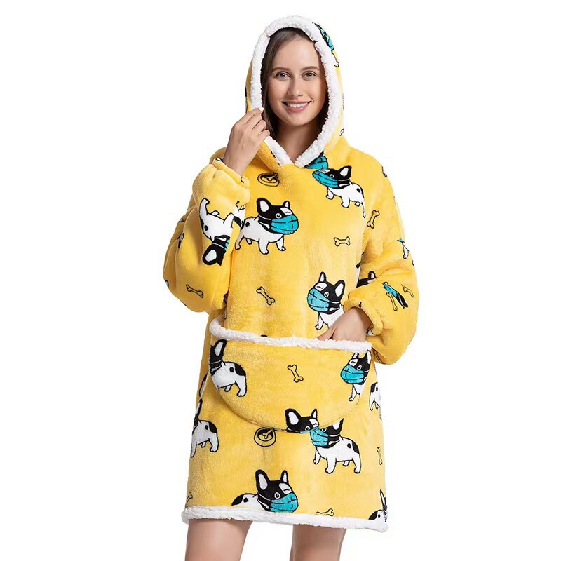 2022 New Style Thermal Clothing, Thickened Flannel Pajamas, Lamb Fleece Tv Blanket, Hooded Outerwear, Cartoon Design 2022 New Style Thermal Clothing, Thickened Flannel Pajamas, Lamb Fleece Tv Blanket, Hooded Outerwear, Cartoon Design