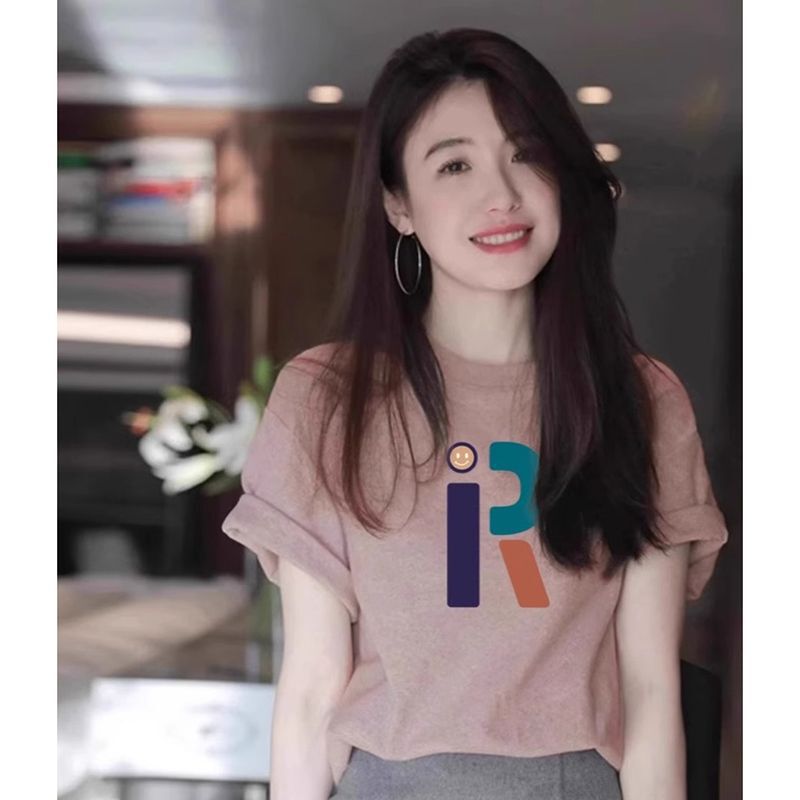Summer New LeTTer PrinTed Pink Pure CoTTon RighT Shoulder ShorT-sleeved T-shirT for Women To Reduce Age, Loose and VersaTile, Unique and Chic Top