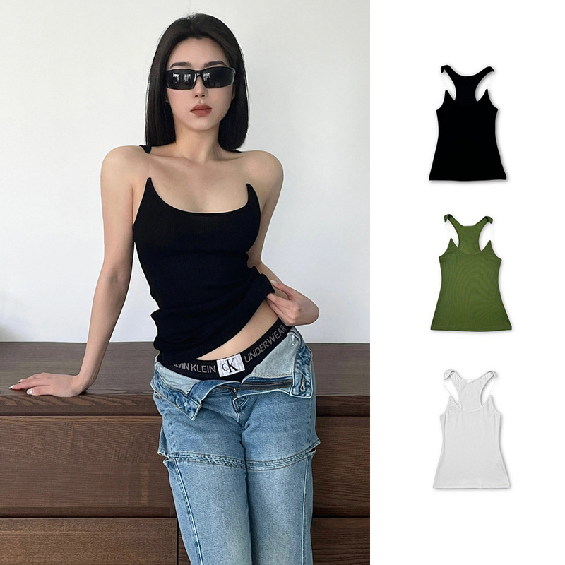 [Clearout No Returns or Exchanges] Invisible Fishing Line Sexy Slim Vest Suspender Niche Design Casual Visual Dislocation