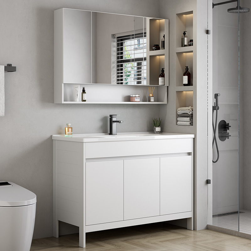 Piso gabinete de baño engrosada espacio de aluminio moderno minimalista baño Lavado de Manos lavabo combinación de gabinete