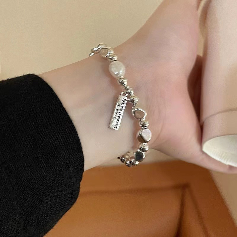 Korean and Japanese Style Light Luxury Niche Pearl Bracelet for Women, Ins Silver Fragments, High-End Versatile Bracelet Jewelry Wholesale