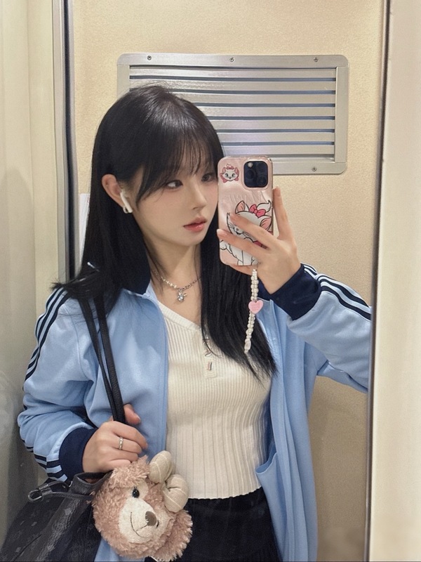 高版本~三条杠明星同款字母刺绣宽松百搭半高领男女同款外套2521|undefined