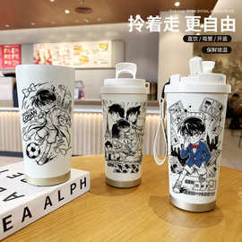 名侦探柯南不锈钢保温杯大容量学生便携高颜值水杯保冷吸管卡通