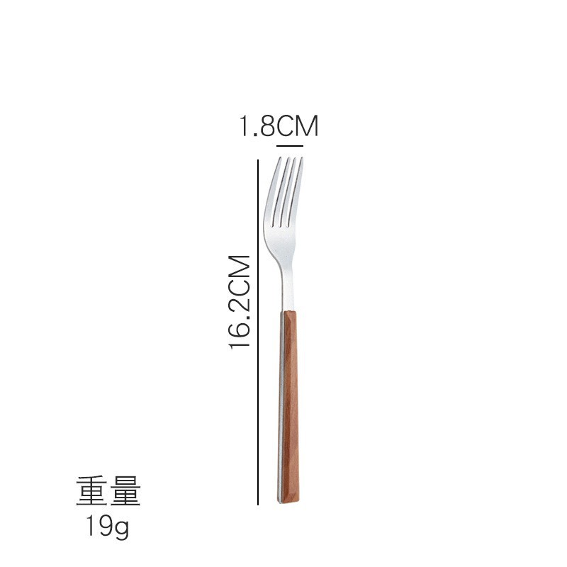 304 사각 손잡이 나뭇결 티 포크