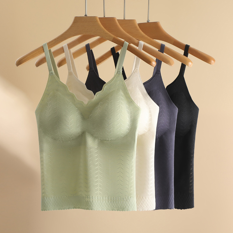 Lace silk comfortable top with cups