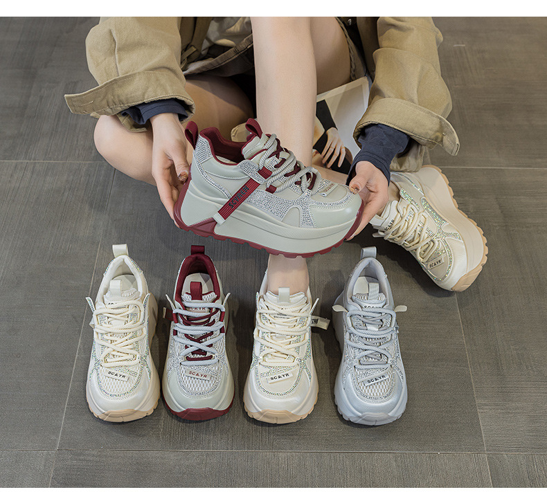 Giày sneaker nữ đế dày phong cách cổ điển phối lưới và da — Vàng lưới 5027-1, Đỏ da 5027, Xám lưới 5027-1, Đỏ lưới 5027-1 chi tiết 18