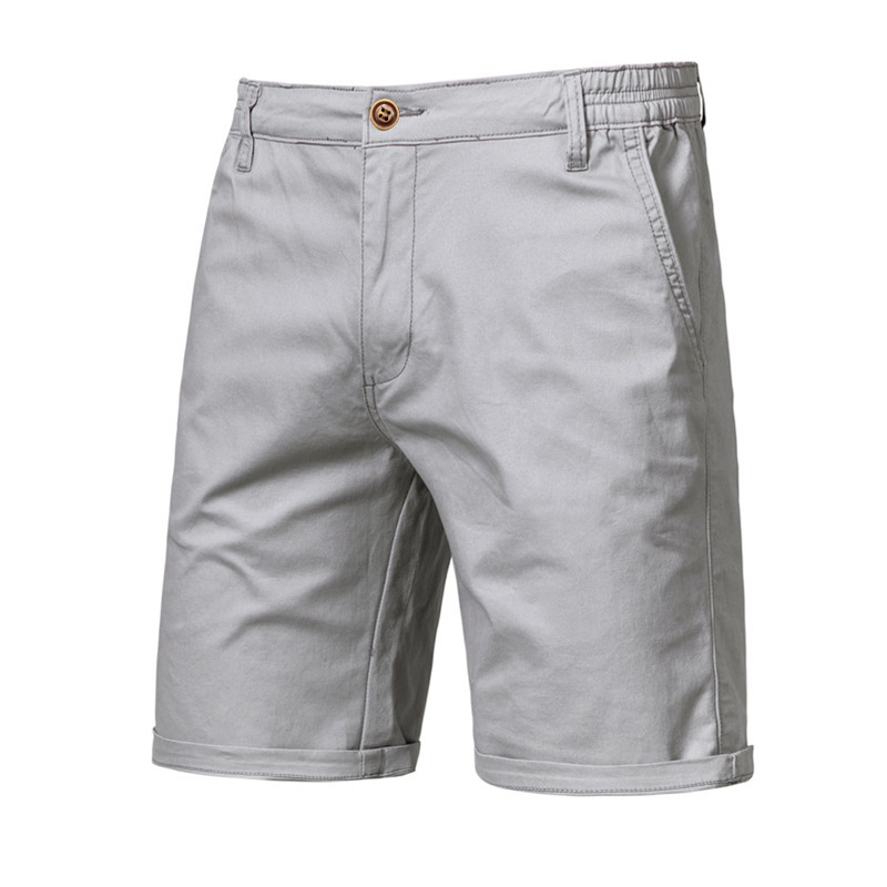 Casual Cotton Shorts For Men Five-point Straight Fit Solid Colour_voghion.com
