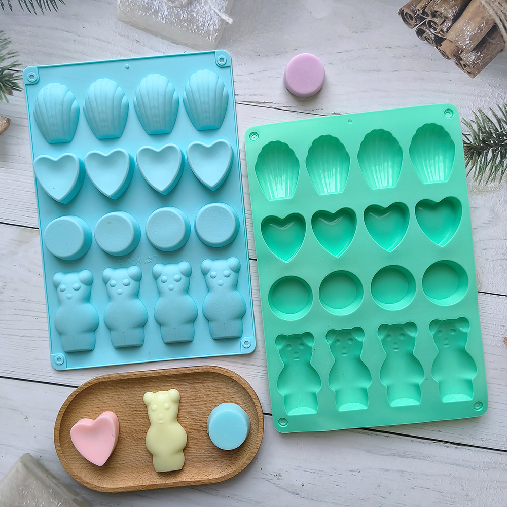 16 cuatro grupos de amor de oso 8 chocolate molde de silicona DIY galletas de hielo dulces blandos molde de goteo para hornear