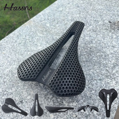 HASSNS ロードマウンテンバイク中空通気性レース 3D プリントクッションサイクリングカーボンファイバーショートノーズシートクッション