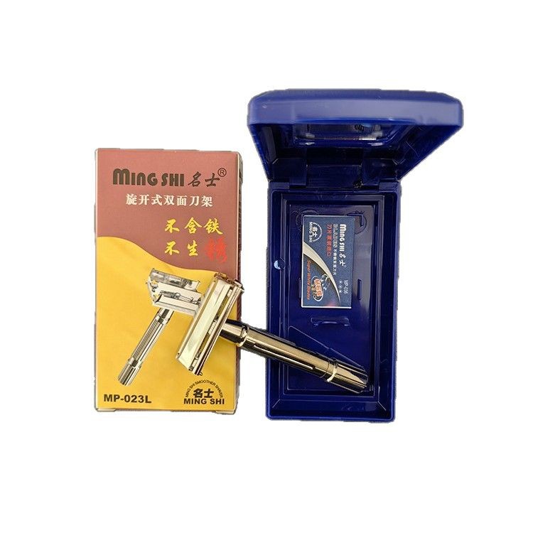 Manual Razor Stainless Steel Old-Fashioned Double-Sided Knife Holder Shaving Manual Screw-Opening Razor Men's Razor Razor