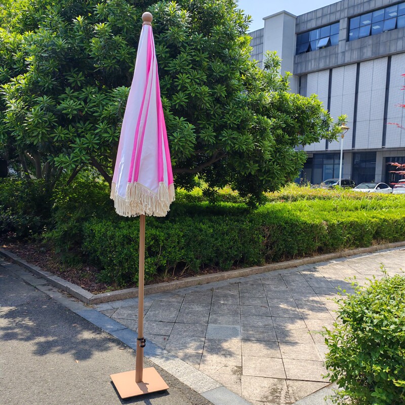 Cross-Border Hot Selling White Cotton Wooden Pole Beach Umbrella Tassel Garden Sun Protection Leisure Courtyard Umbrella Outdoor Parasol Cross-Border Hot Selling White Cotton Wooden Pole Beach Umbrella Tassel Garden Sun Protection Leisure Courtyard Umbrella Outdoor Parasol