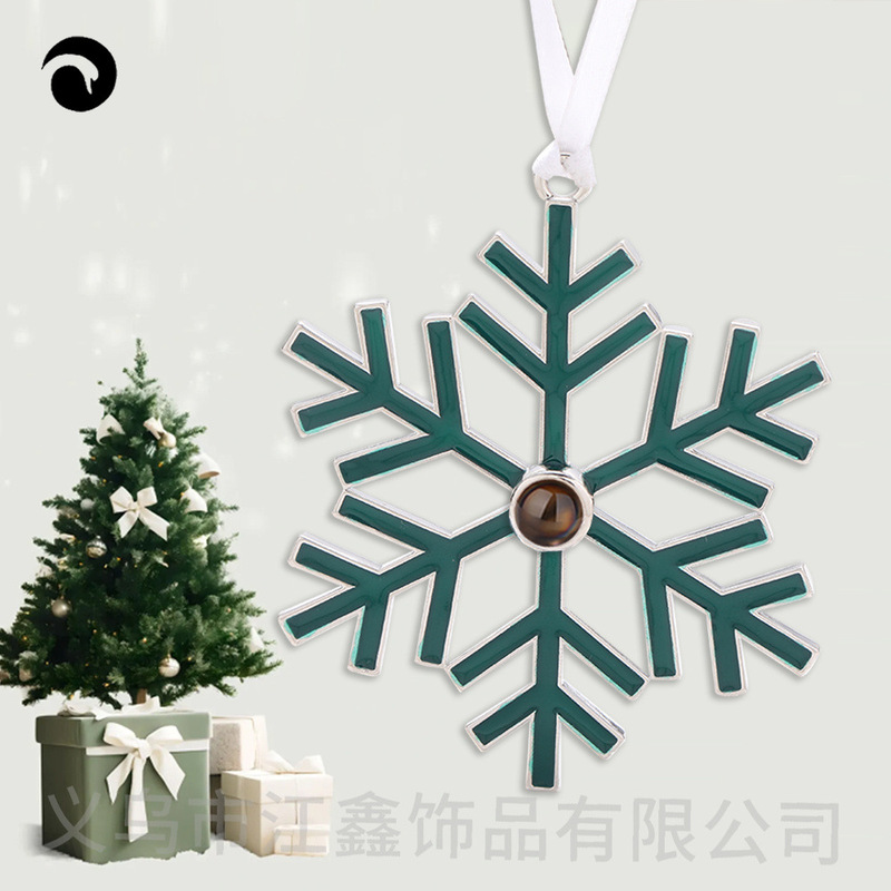 New Fashionable Luminous Large Snowflake Projection Pendant Customized High-Definition Color Photo Christmas Gift for Women